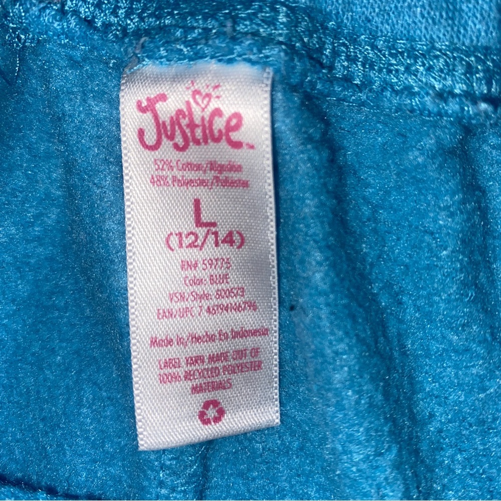Justice Girl’s Size Large (12/14) Blue Elastic Sweat Shorts - Picture 6 of 7